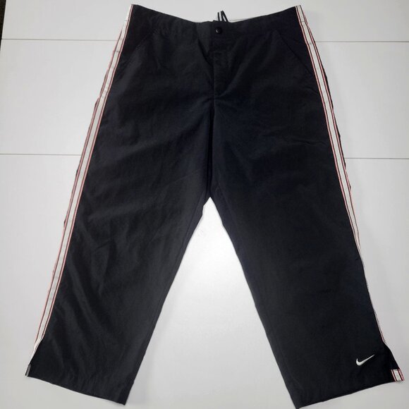 Nike Pants - Vintage 90s/Y2K Nike Cropped Track Pants Tuxedo Pink Stripe Straight Leg
